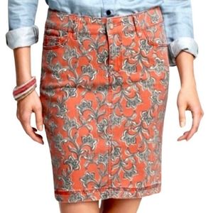 Anthropologie Pilcro and the Letterpress Skirt Orange Floral Paisley Denim Sz 28